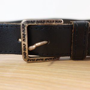 Belt‎ Mens Black Leather Buckle 30 Solid Classic Basic Dress Casual NAF NAF